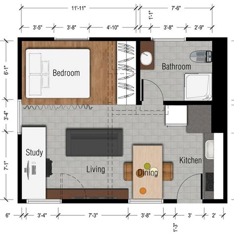 Floor Plan 500 Sq Ft Studio Apartment Small Apartment Plans