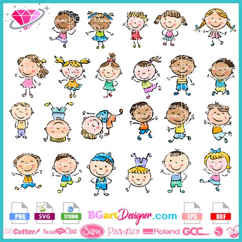 Lll Happy Cartoon Kids Svg Htv Vinyl File Layered Cuttable