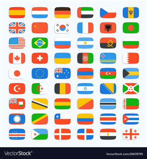 Flag World Icons Set Royalty Free Vector Image