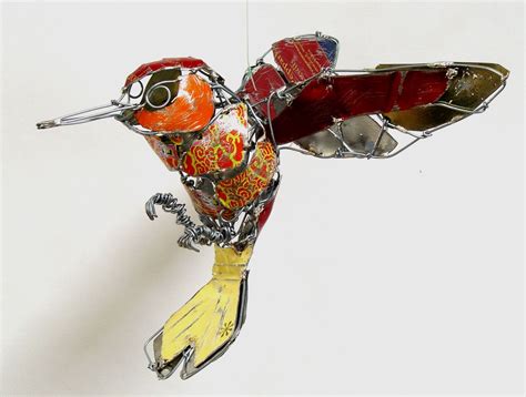 Hummingbird From Recycled Tin And Wire Found Object Art Recycle