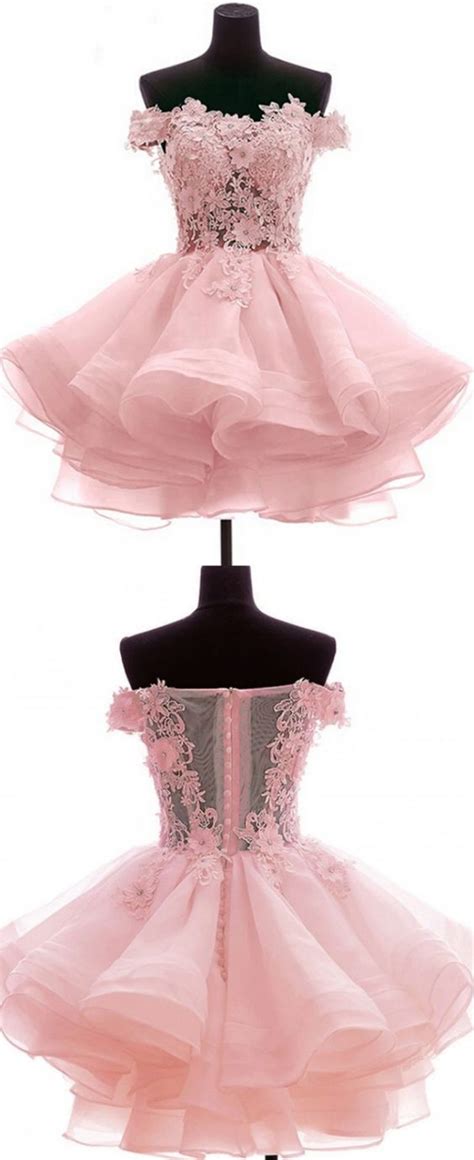 Pink Lovely Organza Short Homecoming Dresses Pink Organza Prom Dress