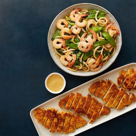 Try this great hawaiian style bbq recipe today! Recipe: Crispy Chicken Katsu & Soy Mayo with Shrimp & Vegetable Udon - Blue Apron