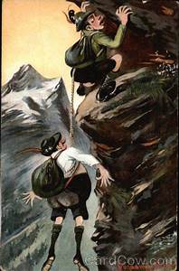Mountain Climbers In Precarious Position Comic Funny