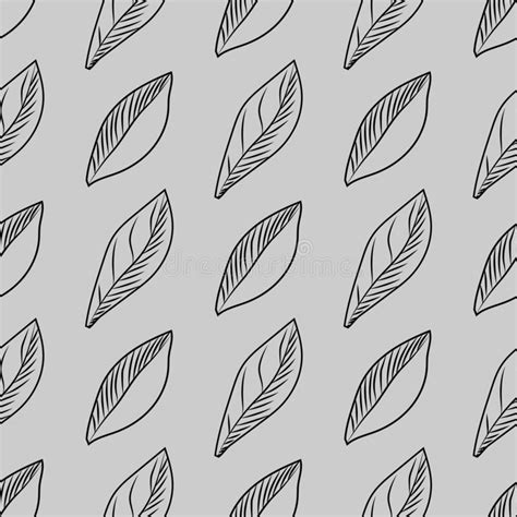 Simple Leaves Seamless Pattern On Gray Background Leaf Background