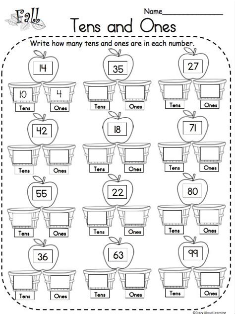 You can do the exercises online or download the worksheet as pdf. Fall Tens and Ones Math Free Worksheet | First grade math worksheets, 2nd grade math worksheets ...