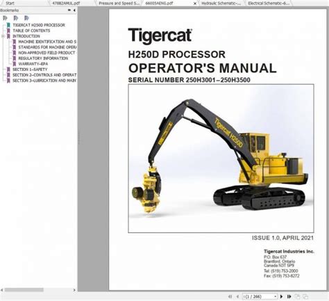 Tigercat Processor H250D 250H3001 250H3500 Operator Manual And