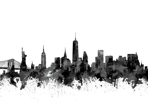 new york skyline black and white digital art by bekim m pixels