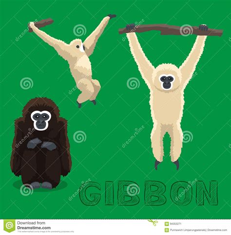 Ape Gibbon Cartoon Vector Illustration Stock Vector Illustration Of