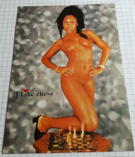 Ak Erotik Schach Akt Nackt Model Foto Kunst Nackte Frau Nude Woman