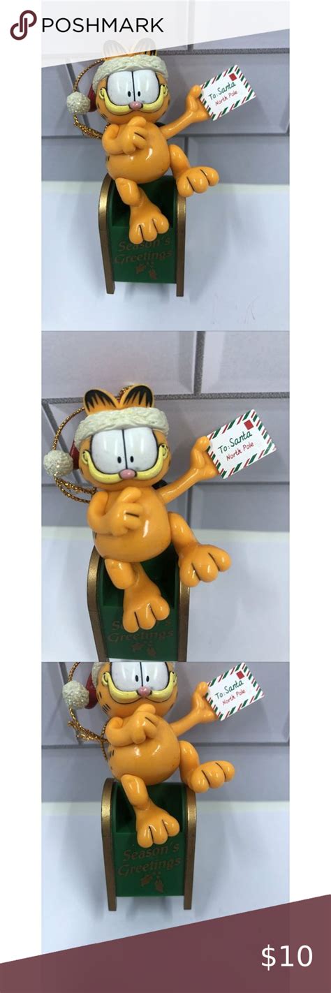 Garfield Christmas Ornament Letter To Santa Sitting On Mailbox Vintage