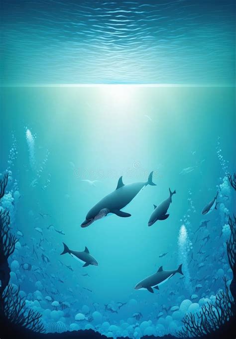 World Oceans Day Underwater Ocean Dolphin Shark Coral Sea Plants