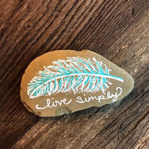 Live Simply Kindness Rocks Feather Painted Rock Rock Painting