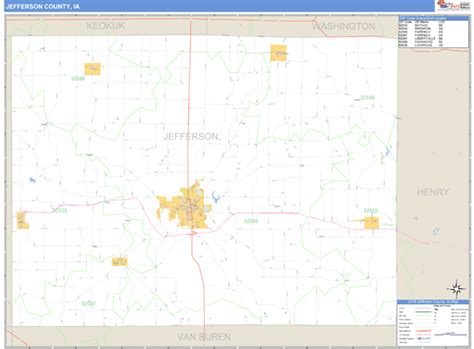 Jefferson County Iowa Zip Code Wall Map