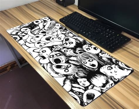Big Mouse Pad Black Anime Desk Mat Cute Anime Mousepad Etsy
