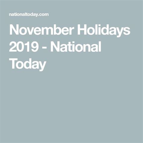 November Holidays 2019 National Today National Holiday Calendar