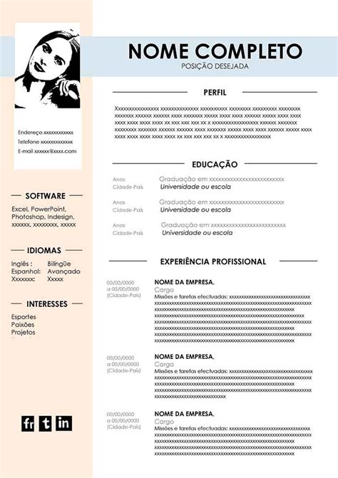 Modelo De Curriculo Editavel Em Word Cv Template Word Resume Design