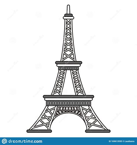 Isolated Eiffel Tower Outline Stock Vector Illustration Of Clipart