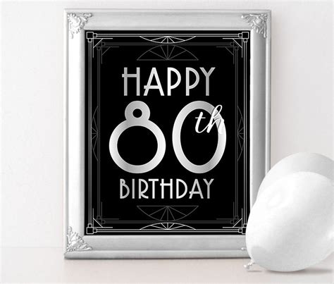 Happy Birthday Signs 80th Birthday Poster 80 Birthday Party Etsy
