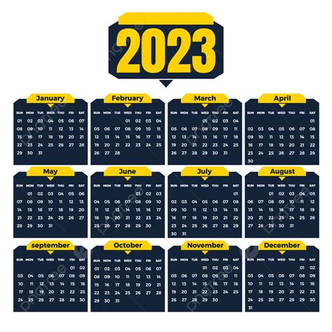 Gambar Desain Dan Vektor Gratis Kalender 2023 2023 Kalender 2023