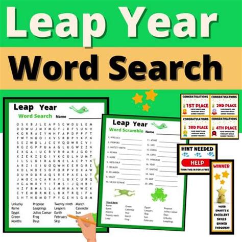 Leap Year Word Search Puzzles Leap Day Activity Vocabulary Resource No Prep