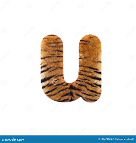 Tiger Letter U Small D Feline Fur Font Suitable For Safari