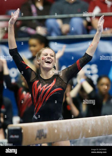 Utah S Nansy Damianova Competes On The Beam At The Ncaa College Gymnastics Tuscaloosa Regional