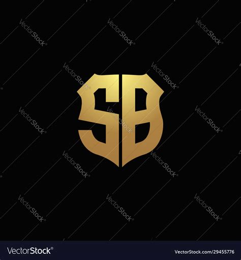 Sb Logo Monogram With Gold Colors And Shield Vector Image