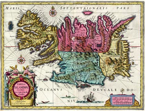 Vintage Map Of Iceland 1665