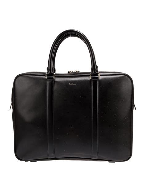 Paul Smith Solid Leather Briefcase Black Briefcases Bags Wps