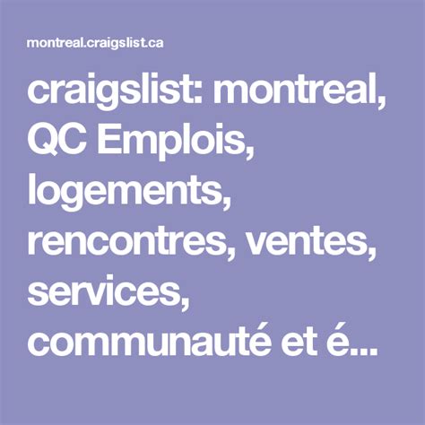 craigslist: montreal, QC Emplois, logements, rencontres, ventes ...