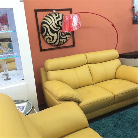 All surfaces has been handcrafted manually and it comes in yellow leather material. Modern Sofa Collection in Yellow Top Grain Leather ...