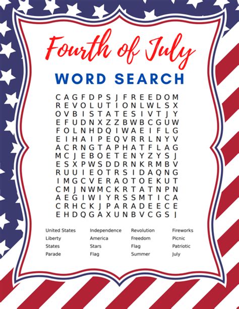 Free Printable Fourth Of July Word Search And Word Scramble All