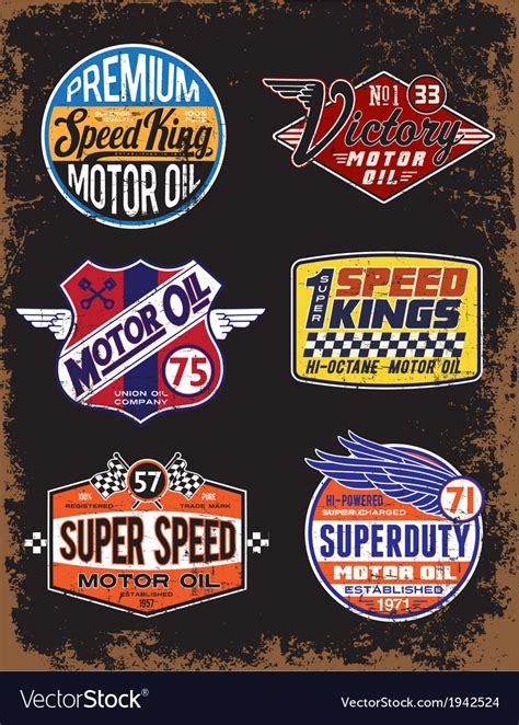 Vintage Motor Oil Signs And Label Set Royalty Free Vector