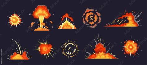 Cartoon Explosion Exploding Bomb Atomic Explode Effect And Comic