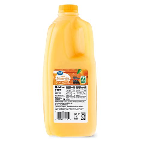 Great Value Original 100 Orange Juice 64 Fl Oz