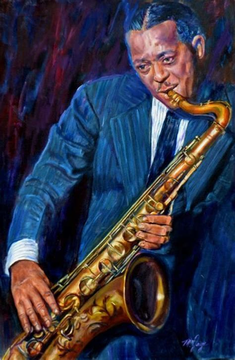 Lester Young Music Artwork Art Music Jazz Painting Sax Man Blue