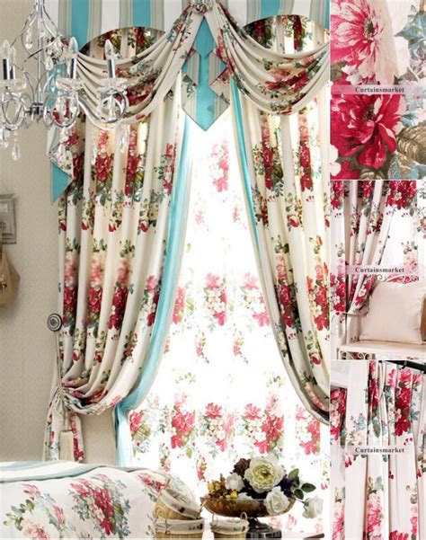Romantic Printing Red Floral Print Curtains Of Eco Friendly Style