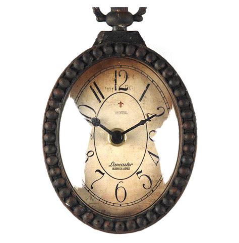 Pocket Watch Style Vintage French Rustic Ribbon Vertical Oval Wall Clock
