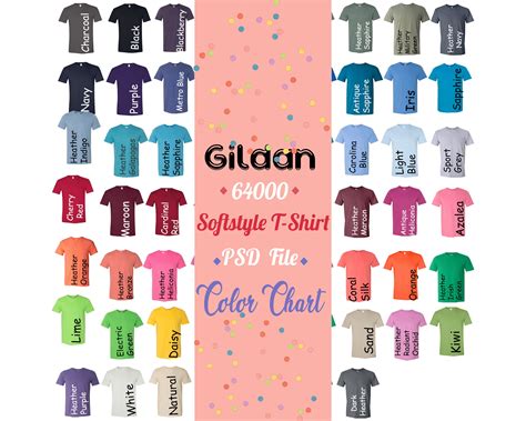 Gildan Colors Chart Psdjpg Softstyle T Shirt Etsy