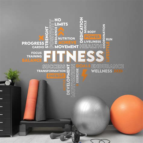 Fitness Vinyl Gym Wall Decal Inspirational Words Gym Decal Etsy