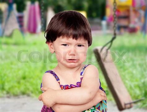 Sad Baby Girl Crying Stock Image Colourbox