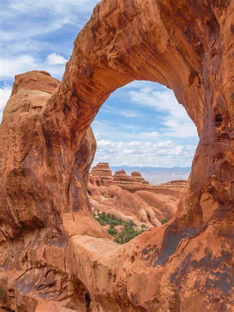 Double O Arch Arches National Park Utah Usa Stock Image Image Of