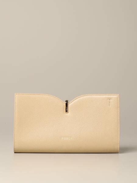 Furla Outlet Ribbon S Clutch Bag In Leather Sand Furla Clutch Bzz0