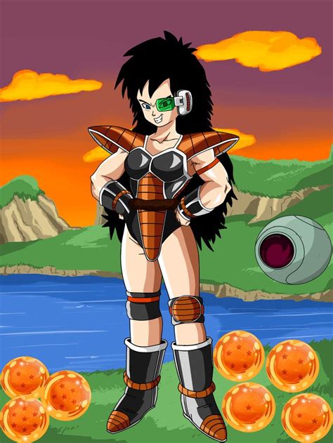 female saiyan with raditz armor w backround anime dragon ball super fantasy fighter anime