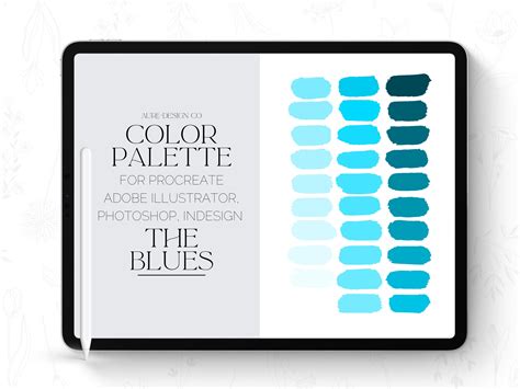 Shades Of Blue Procreate Color Palette Color Swatches For Etsy