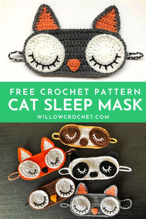 Sleep mask, 3d contoured sleep eye mask, comfortable & super soft sleeping mask with adjustable straps for women, men, luxury pattern eye mask for sleeping with ear plugs carry pouch for travel naps. Cat Sleep Mask - Free Crochet Pattern | Crochet patterns ...