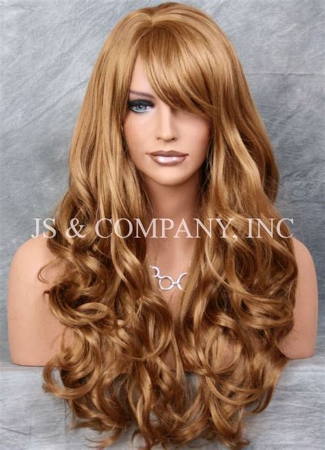 Strawberry Blonde Luscious Curly Layered Long Wig Off Center Etsy