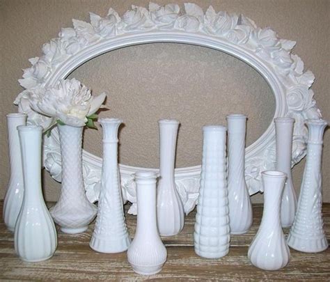 Vintage White Milk Glass Vases Instant Collection Set Of 11
