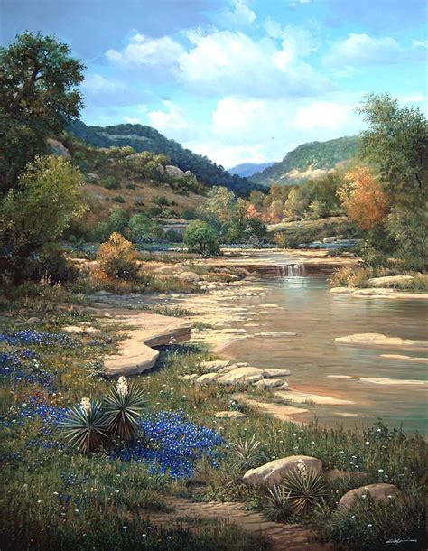 Texas Texas Hill Country Landscape Artwork Watercolor Landscape