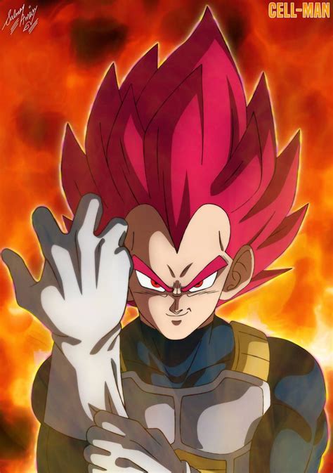 Vegeta Super Saiyajin God By Cell Man Anime Dragon Ball Super
